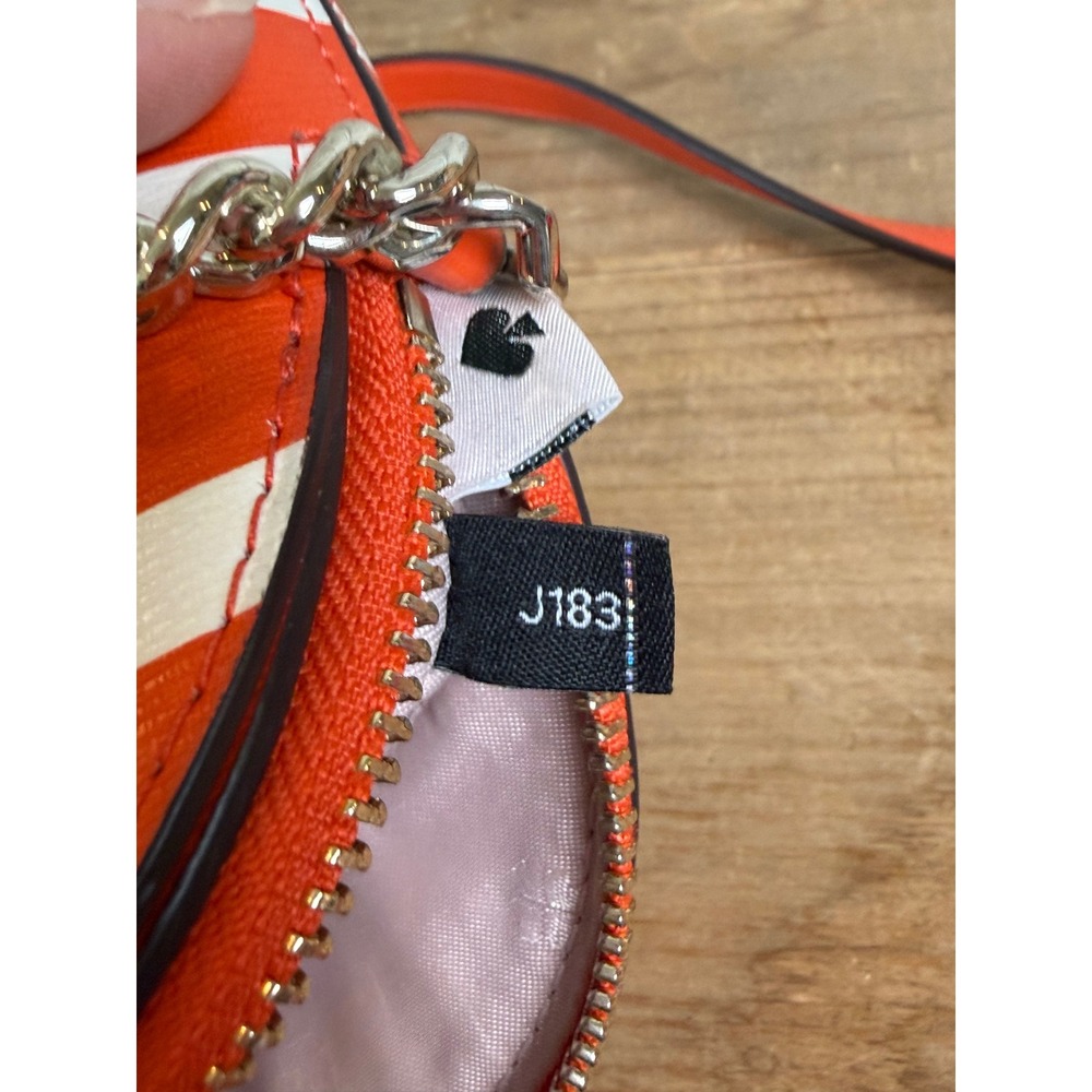 Kate Spade Orange White Striped Dome Crossbody Bag Gold Chain J183 - Picture 5 of 13